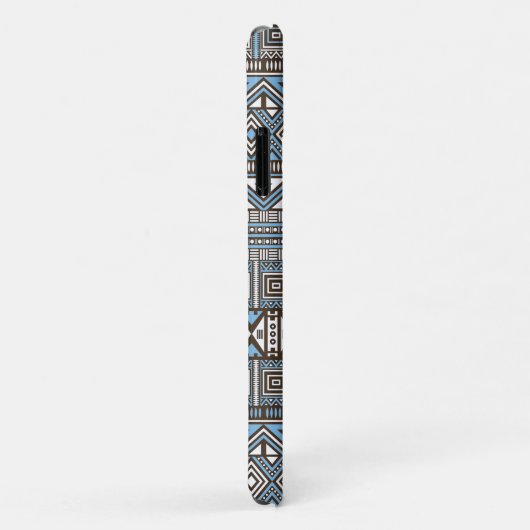 Monogrammed Blue Brown Tribal Pattern Case-Mate iPhone Case (Achterkant/rechts)
