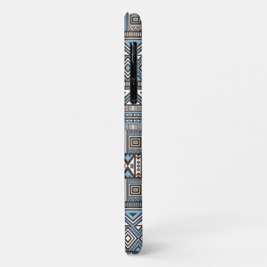 Monogrammed Blue Brown Tribal Pattern Case-Mate iPhone Case (Achterkant/links)
