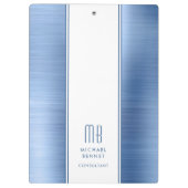 Monogrammed Blue Brushed Metallic Business Klembord (Achterkant)