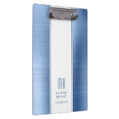 Monogrammed Blue Brushed Metallic Business Klembord (Rechts)