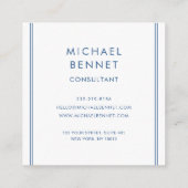 Monogrammed Blue Brushed Metallic Folie Consultant Vierkante Visitekaartje (Achterkant)