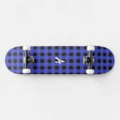 Monogrammed Blue Buffalo Plaid Rustic Patterned Persoonlijk Skateboard (Horizontaal)