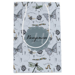 Monogrammed Blue Bugs en Insecten Boy Shower Medium Cadeauzakje