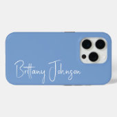 Monogrammed Blue Case-Mate iPhone Case (Achterkant (horizontaal))