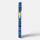 monogrammed blue chevron strepen Case-Mate iPhone case (Achterkant / Rechts)