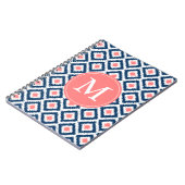 Monogrammed Blue Coral Diamonds Ikat Pattern Notitieboek (Linkerzijde)