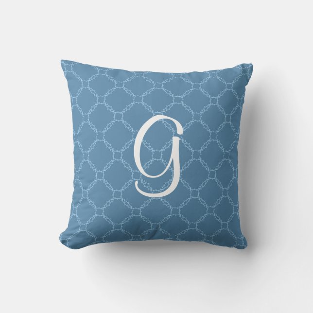 Monogrammed. Blue Designer-Sierkussen Kussen (Voorkant)