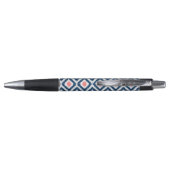 Monogrammed Blue en Coral Diamonds Ikat Pattern Pen (Achterkant)