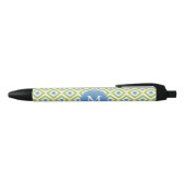 Monogrammed Blue en Green Diamonds Ikat Pattern Zwarte Inkt Pen (Bovenkant)