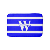 Monogrammed Blue en White Bath Mat (Voorkant)