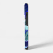 Monogrammed Blue en White Marble Fluid Art iPhone Hoesje (Linkerkant)