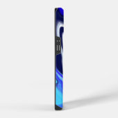 Monogrammed Blue en White Marble Fluid Art iPhone Hoesje (Rechterkant)