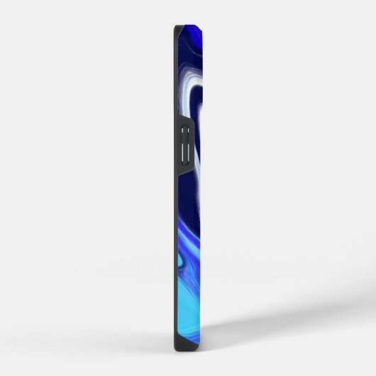 Monogrammed Blue en White Marble Fluid Art iPhone Hoesje (Rechterkant)