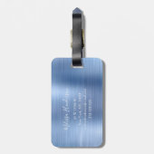 Monogrammed Blue Glitter Drip Brushed Metal Bagagelabel (Achterkant verticaal)
