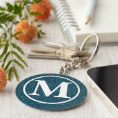 Monogrammed Blue Glitz BB Sleutelhanger (Zijkant)