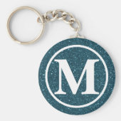 Monogrammed Blue Glitz BB Sleutelhanger (Voorkant)