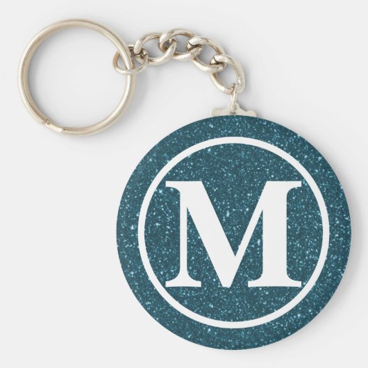 Monogrammed Blue Glitz BB Sleutelhanger (Voorkant)
