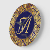 Monogrammed Blue Gold 45th Wedding Jubileum Grote Klok (Hoek)