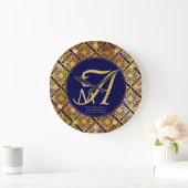 Monogrammed Blue Gold 45th Wedding Jubileum Grote Klok (Huis)
