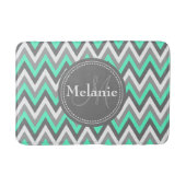 Monogrammed Blue & Gray Chevron Pattern Badmat (Voorkant)