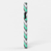 Monogrammed Blue & Gray Chevron Pattern Case-Mate iPhone Case (Achterkant/rechts)