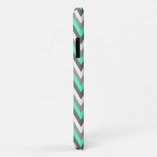 Monogrammed Blue & Gray Chevron Pattern Case-Mate iPhone Case (Achterkant/rechts)