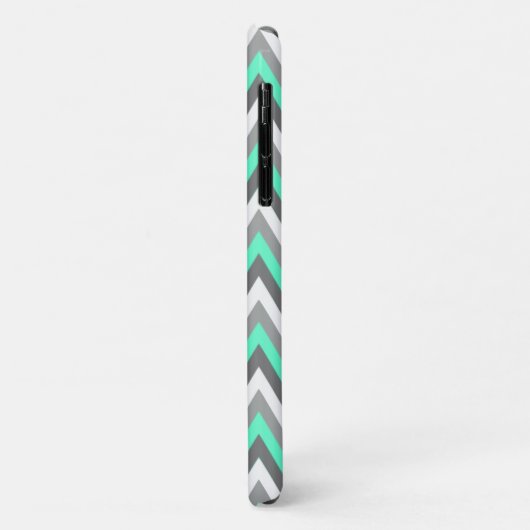 Monogrammed Blue & Gray Chevron Pattern Case-Mate iPhone Case (Achterkant/links)