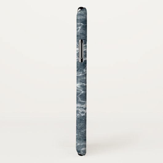 Monogrammed Blue Gray Marble Pattern Case-Mate iPhone Case (Achterkant / rechts)