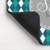Monogrammed Blue Green Diamdons Pattern Muismat (Hoek)