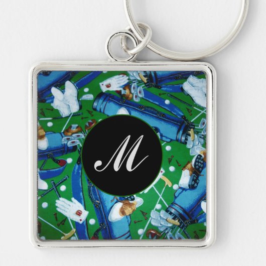 Monogrammed Blue & Green Golfing Sleutelhangers (Voorkant)