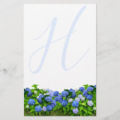 Monogrammed Blue Hydrangea Garden Writing Paper (Voorkant)