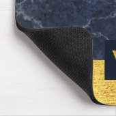 Monogrammed Blue Marble Faux Gold Texture Print Muismat (Hoek)