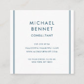 Monogrammed Blue Metallic Folie Consultant Vierkante Visitekaartje (Achterkant)