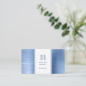 Monogrammed Blue Metallic Folie Consultant Visitekaartje (Staand voorkant)