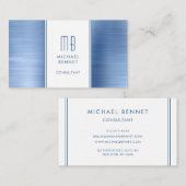 Monogrammed Blue Metallic Folie Consultant Visitekaartje (Voorkant / Achterkant)