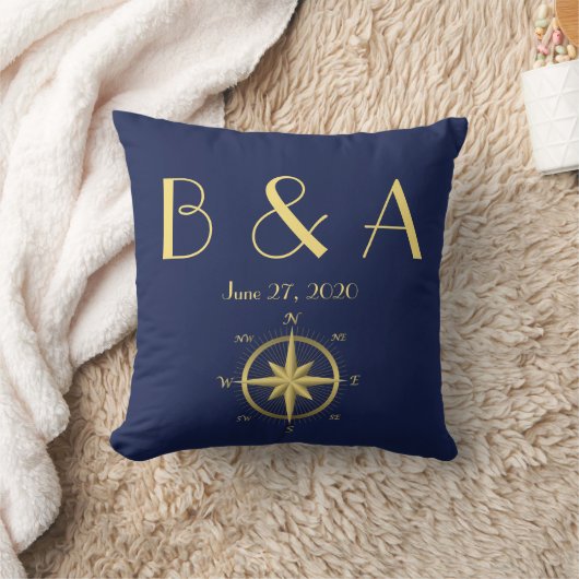 Monogrammed Blue Nautical Wedding Kussens (Deken)