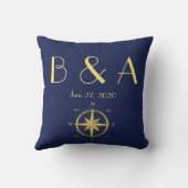 Monogrammed Blue Nautical Wedding Kussens (Achterkant)