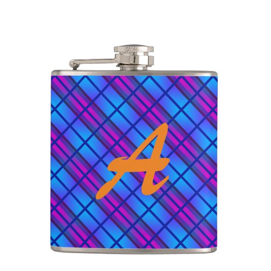 Monogrammed Blue Paars Neon Heupfles (Voorkant)