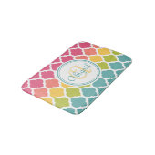 Monogrammed Blue Pink Moroccan Lattice Pattern Badmat (Gekanteld)