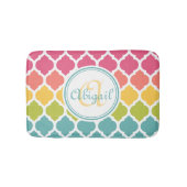 Monogrammed Blue Pink Moroccan Lattice Pattern Badmat (Voorkant)
