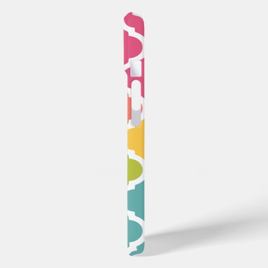 Monogrammed Blue Pink Moroccan Lattice Pattern Case-Mate iPhone Case (Achterkant / Links)