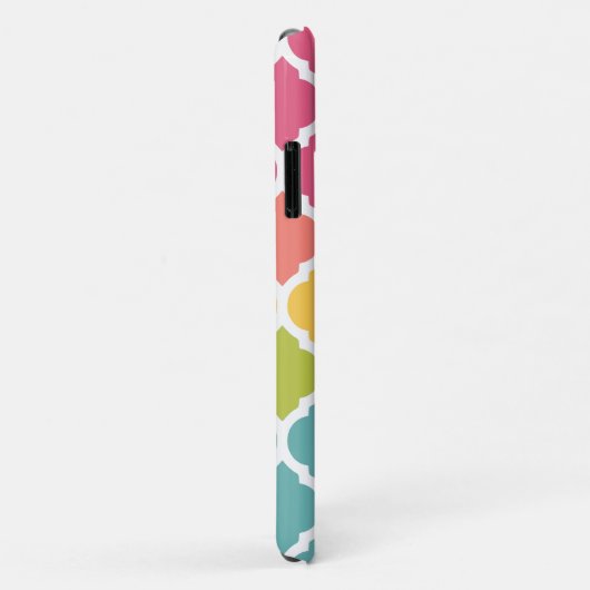 Monogrammed Blue Pink Moroccan Lattice Pattern Case-Mate iPhone Case (Achterkant/rechts)