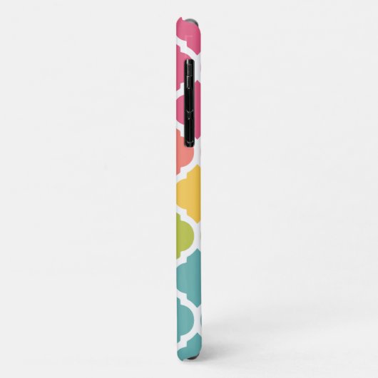 Monogrammed Blue Pink Moroccan Lattice Pattern Case-Mate iPhone Case (Achterkant/links)