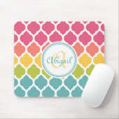 Monogrammed Blue Pink Moroccan Lattice Pattern Muismat (Met muis)