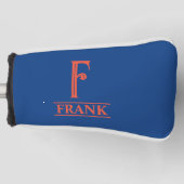 Monogrammed Blue Putter Head Hoesje Golfheadcover (Voorkant)