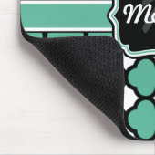 Monogrammed Blue Quatrefoil Lattice Polka Dot Muismat (Hoek)