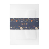 Monogrammed Blue Rust Floral Wedding Uitnodigingen Wikkel (Voorkant Voorbeeld)