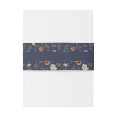 Monogrammed Blue Rust Floral Wedding Uitnodigingen Wikkel (Achterkant Voorbeeld)