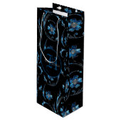 Monogrammed Blue Shimmer Floral 2 Wijn Cadeautas (Voorkant Gekanteld)