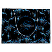 Monogrammed Blue Shimmer Floral Groot Cadeauzakje (Achterkant)